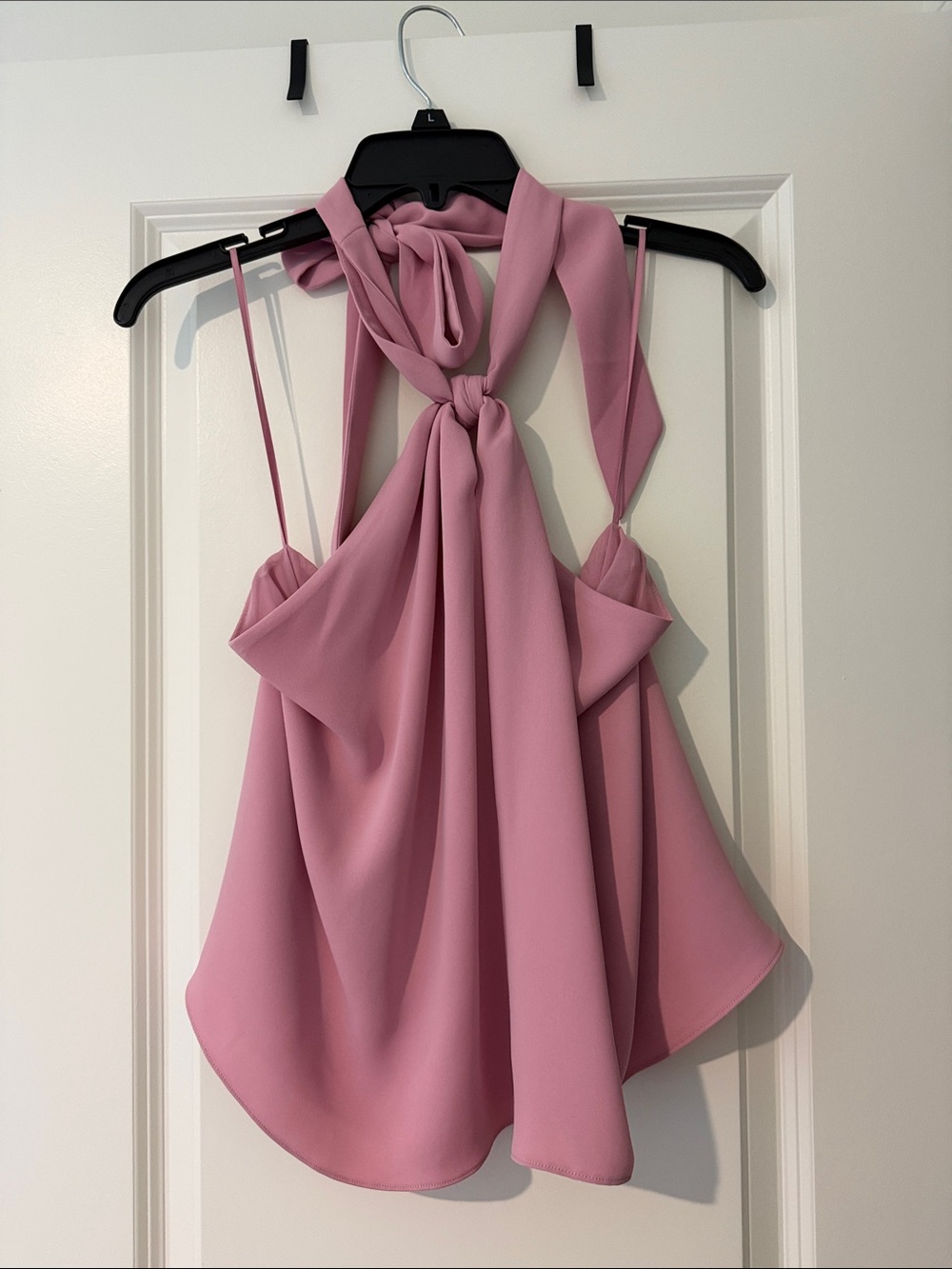 Aritzia Pink Draped Halter Tie Neck Blouse